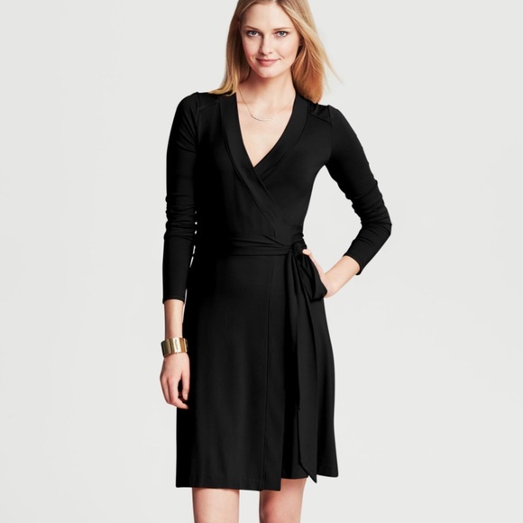 Banana Republic Black long-sleeve Wrap Dress - Picture 1 of 6